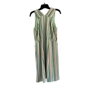 Ann Taylor Factory Halter Midi Dress Modern Stripe Herbal Green Petite 12P